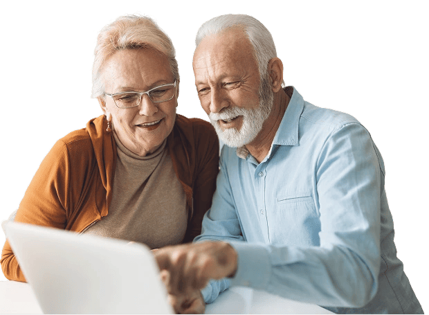Grandfather and grandson laughing together